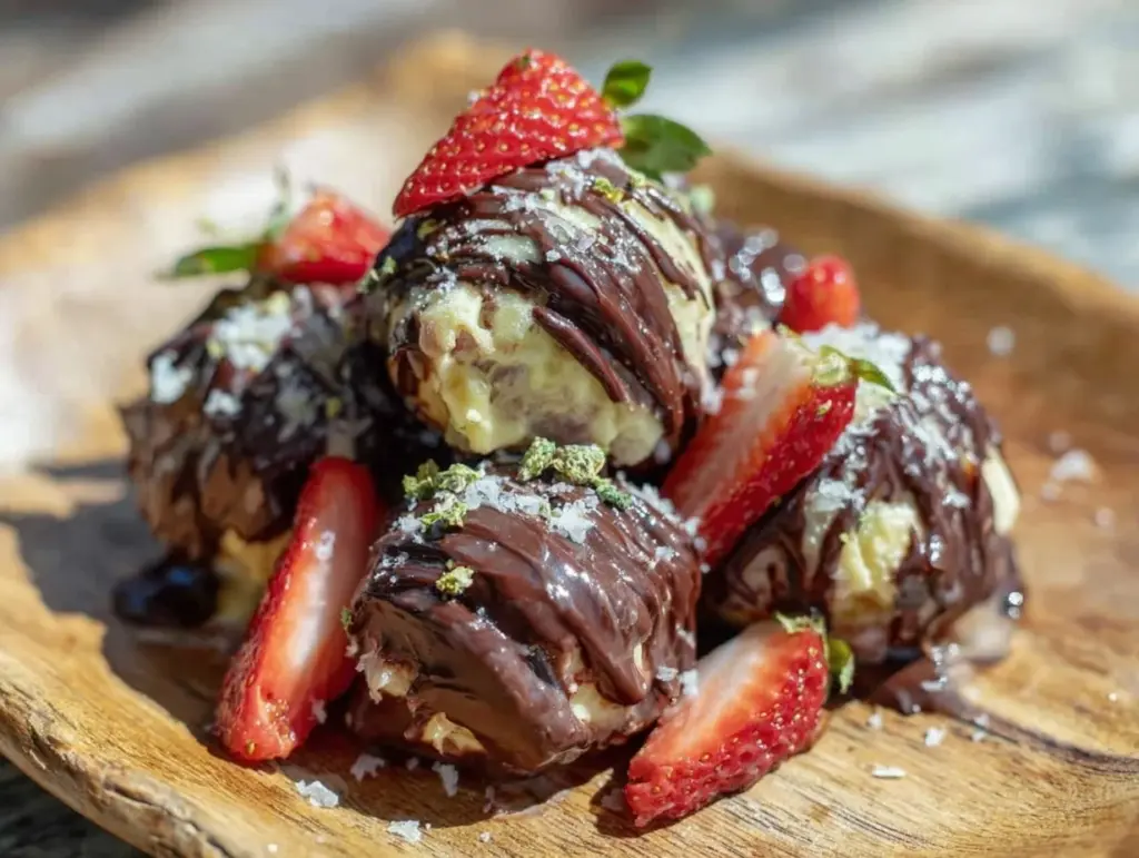 chocolate-dipped strawberry ice cream bites - featured image