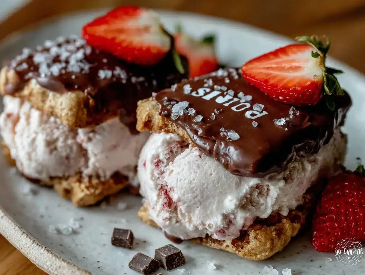 Chocolate-Dipped Strawberry Ice Cream Sandwiches preparation steps
