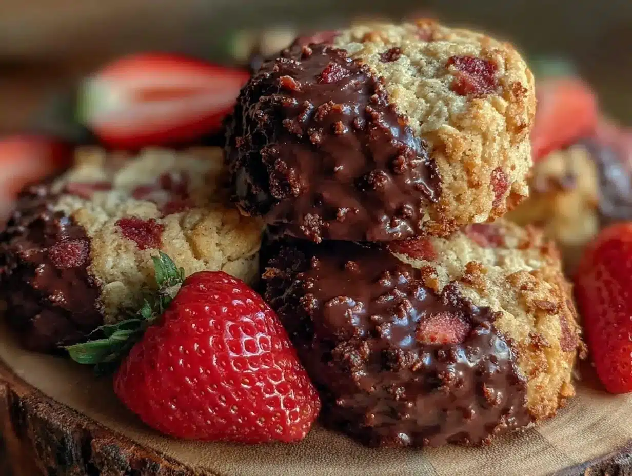 chocolate-dipped strawberry oat cookies preparation steps