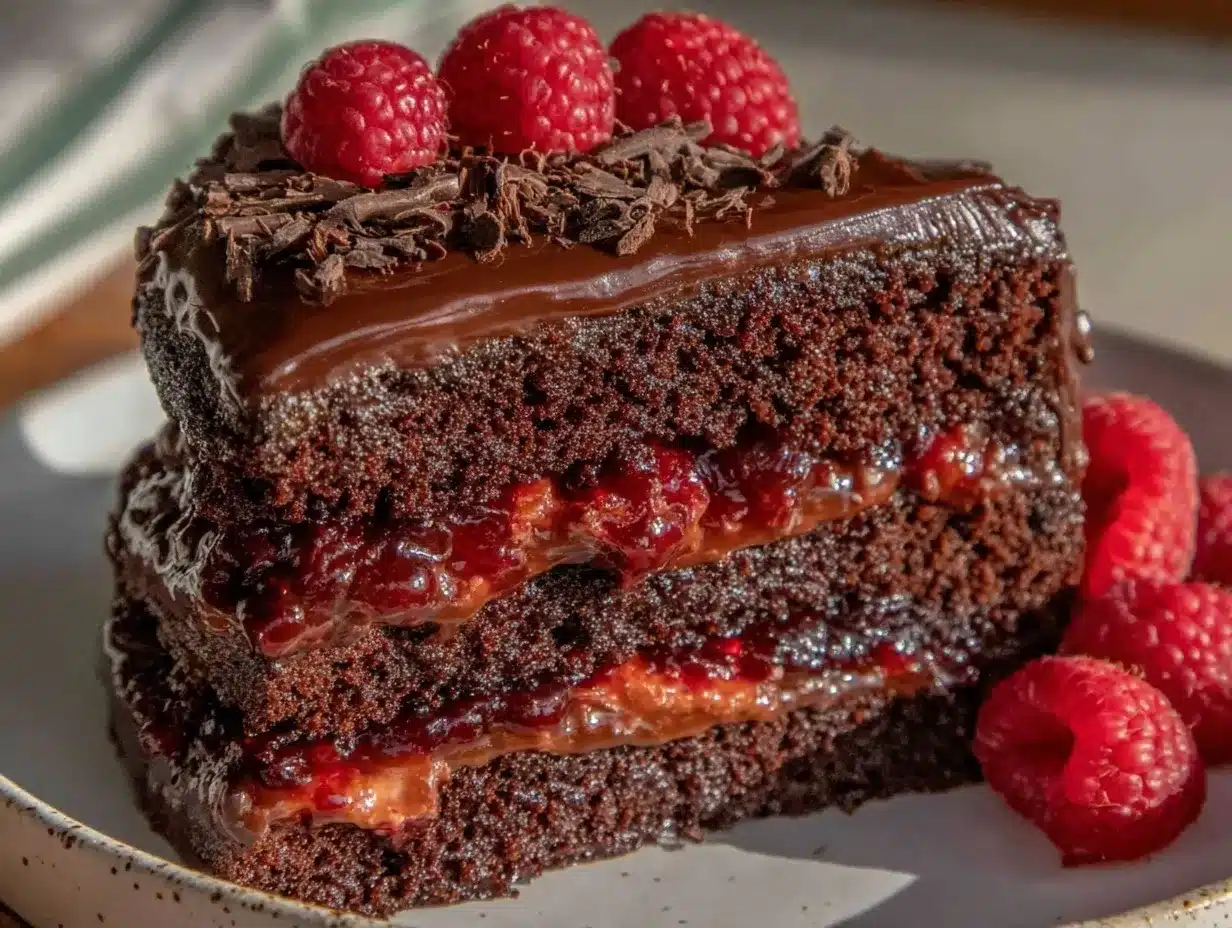 chocolate raspberry layer cake recipe preparation steps
