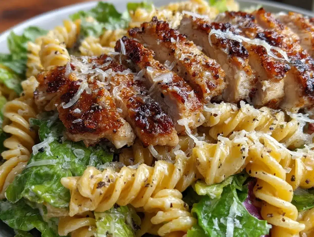 creamy chicken caesar pasta salad preparation steps