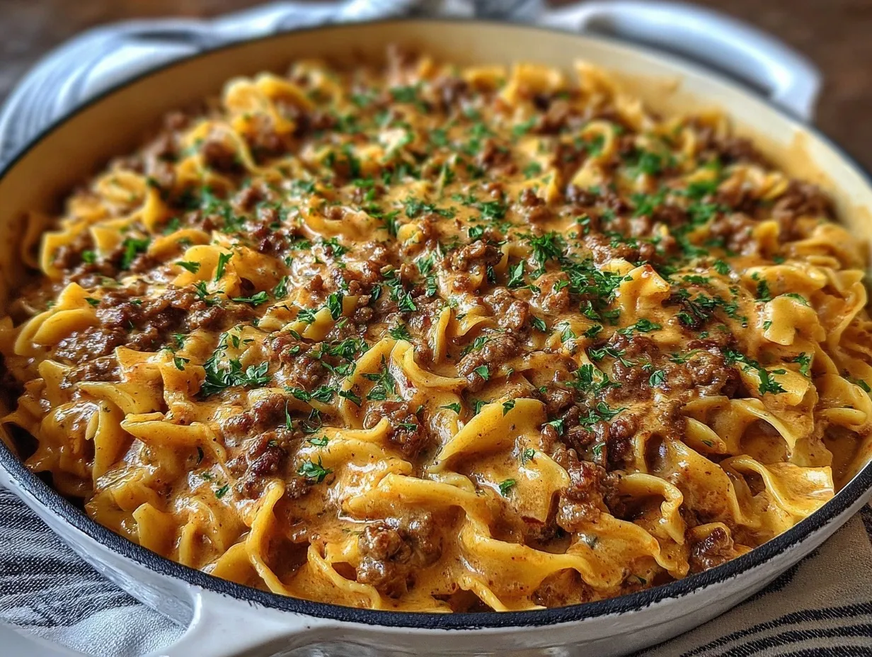 creamy ground beef stroganoff preparation steps