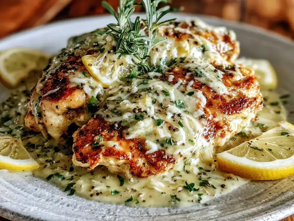 creamy lemon pepper chicken - featured image