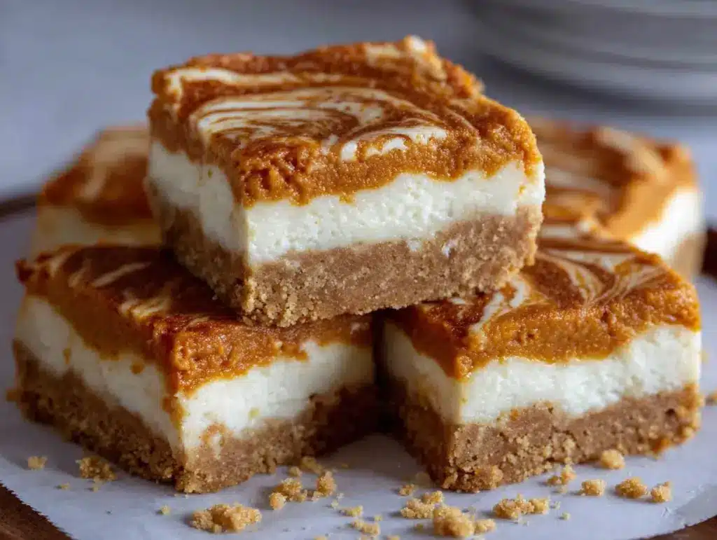 creamy pumpkin cheesecake bars - featured image