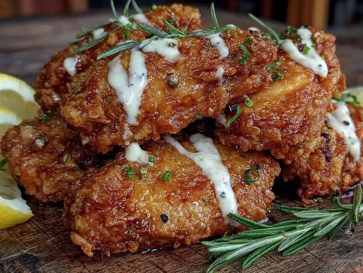 crispy chicken wings with Alabama white sauce preparation steps