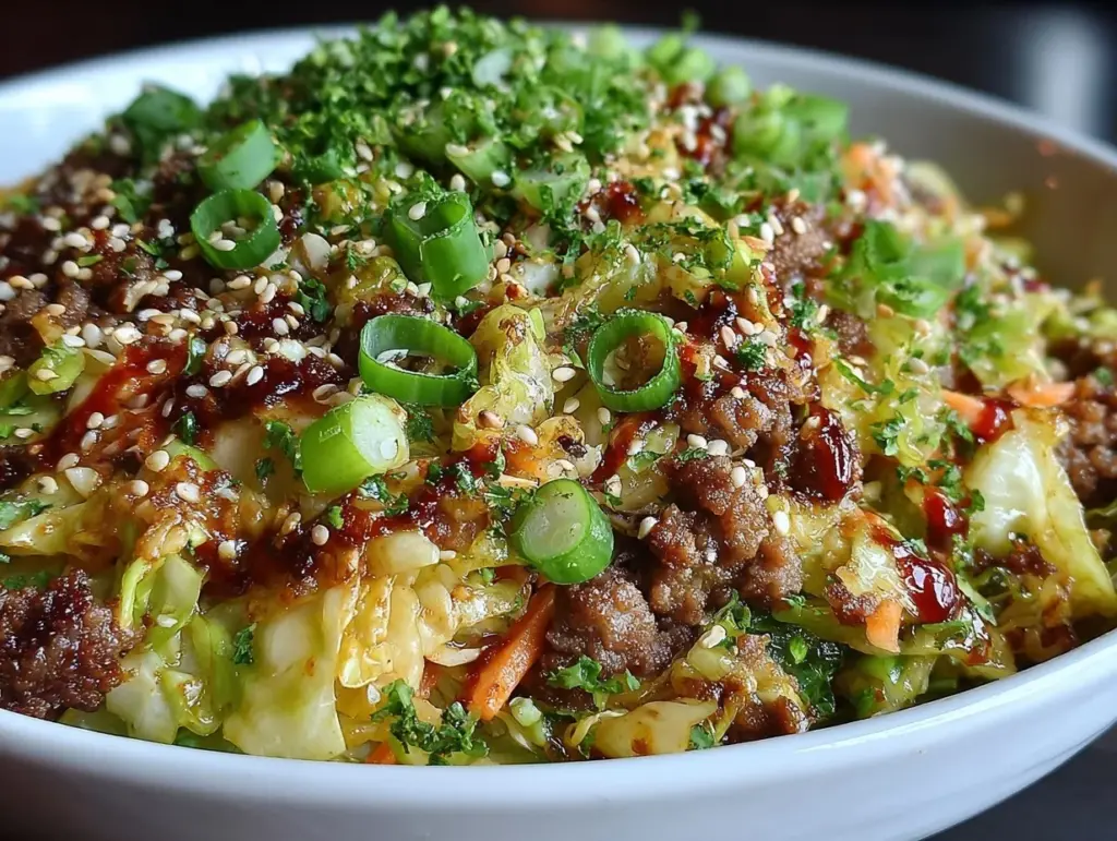crispy egg roll in a bowl recipe - featured image
