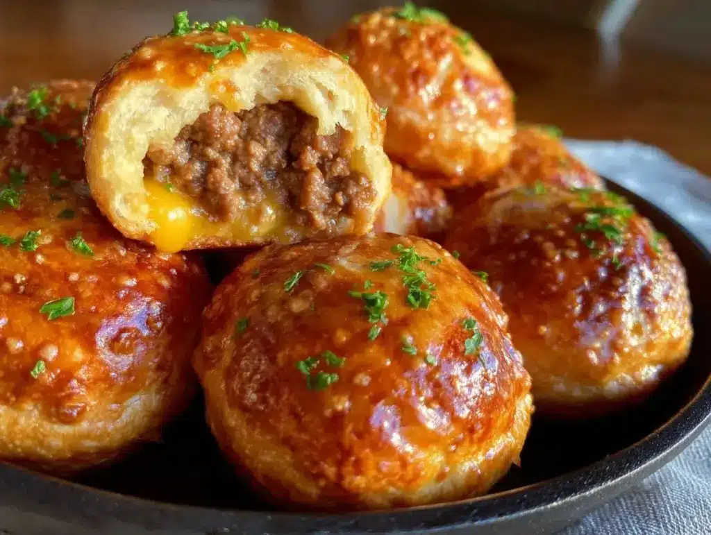 crispy garlic parmesan cheeseburger bombs - featured image