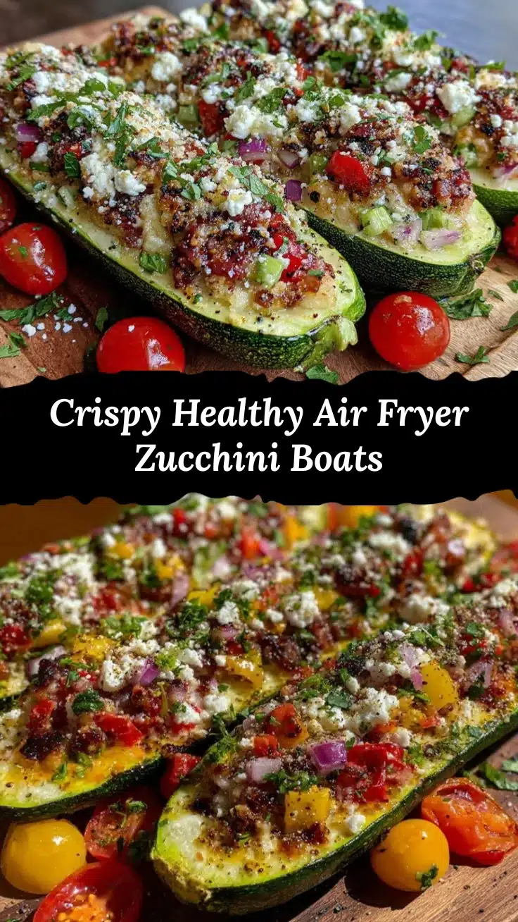 crispy healthy air fryer stuffed zucchini boats recipe