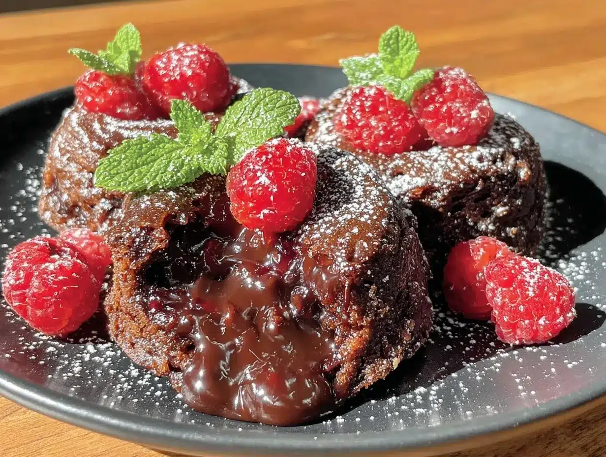 dark chocolate raspberry molten lava cakes preparation steps