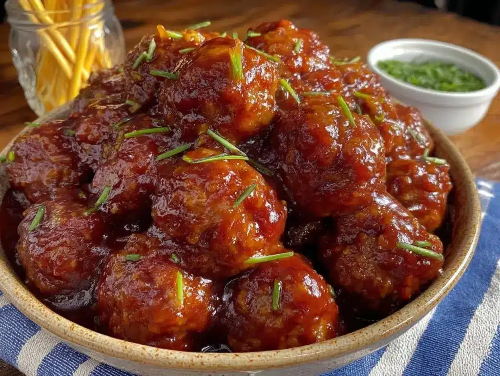 easy crockpot bbq meatballs - featured image