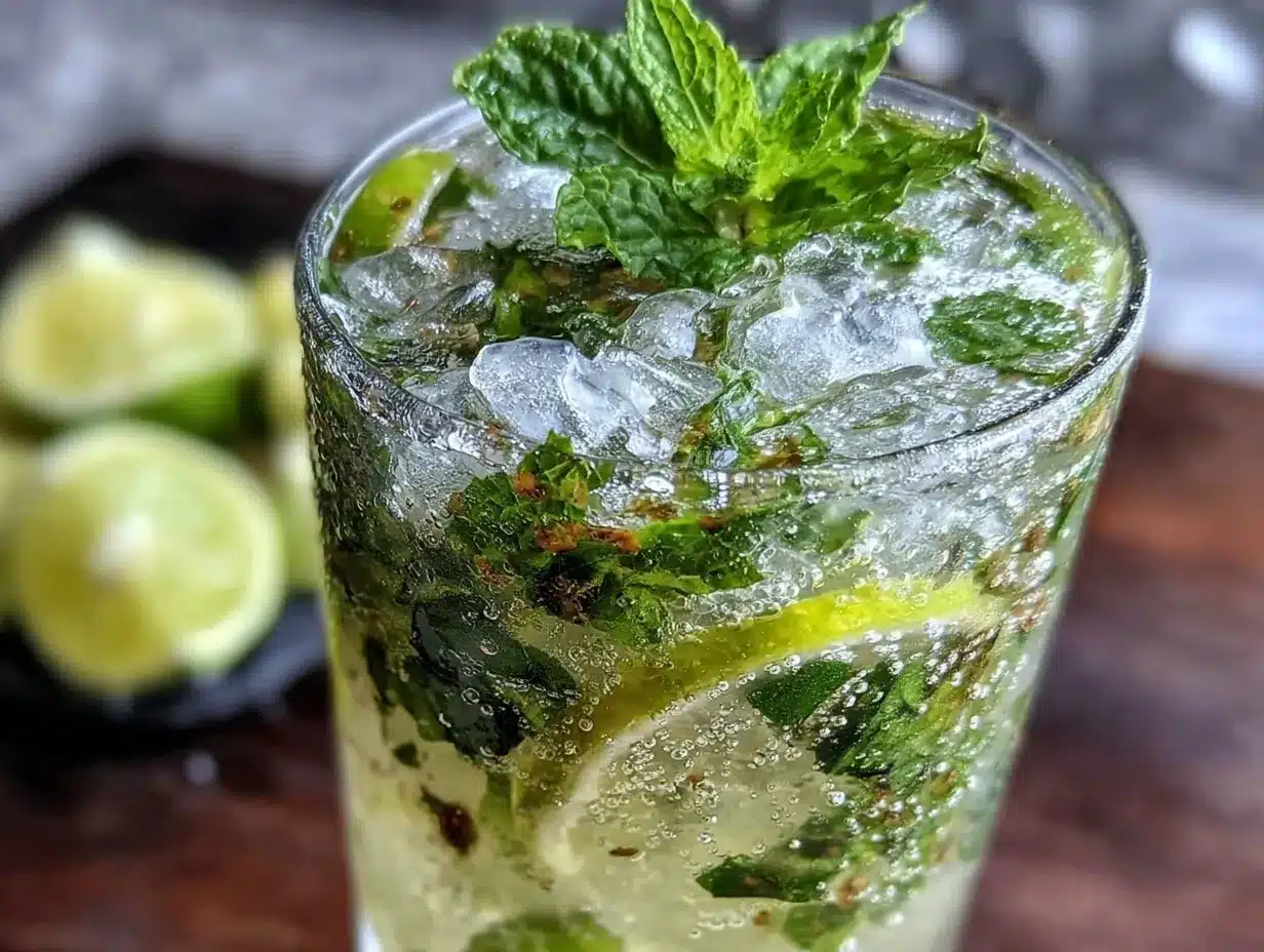 fresh mint mojito mocktail preparation steps