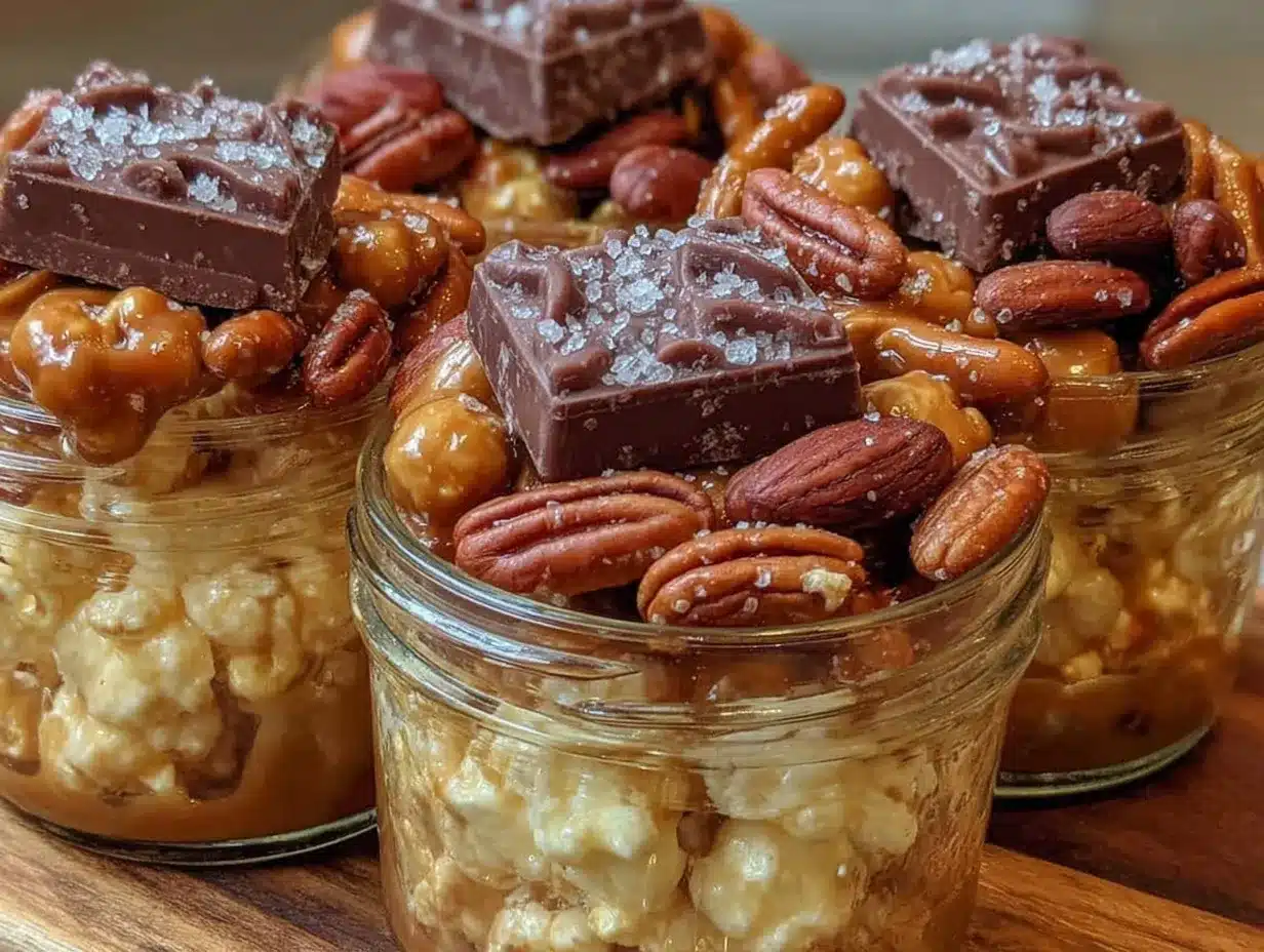 Galentine’s sweet salty snack jars preparation steps