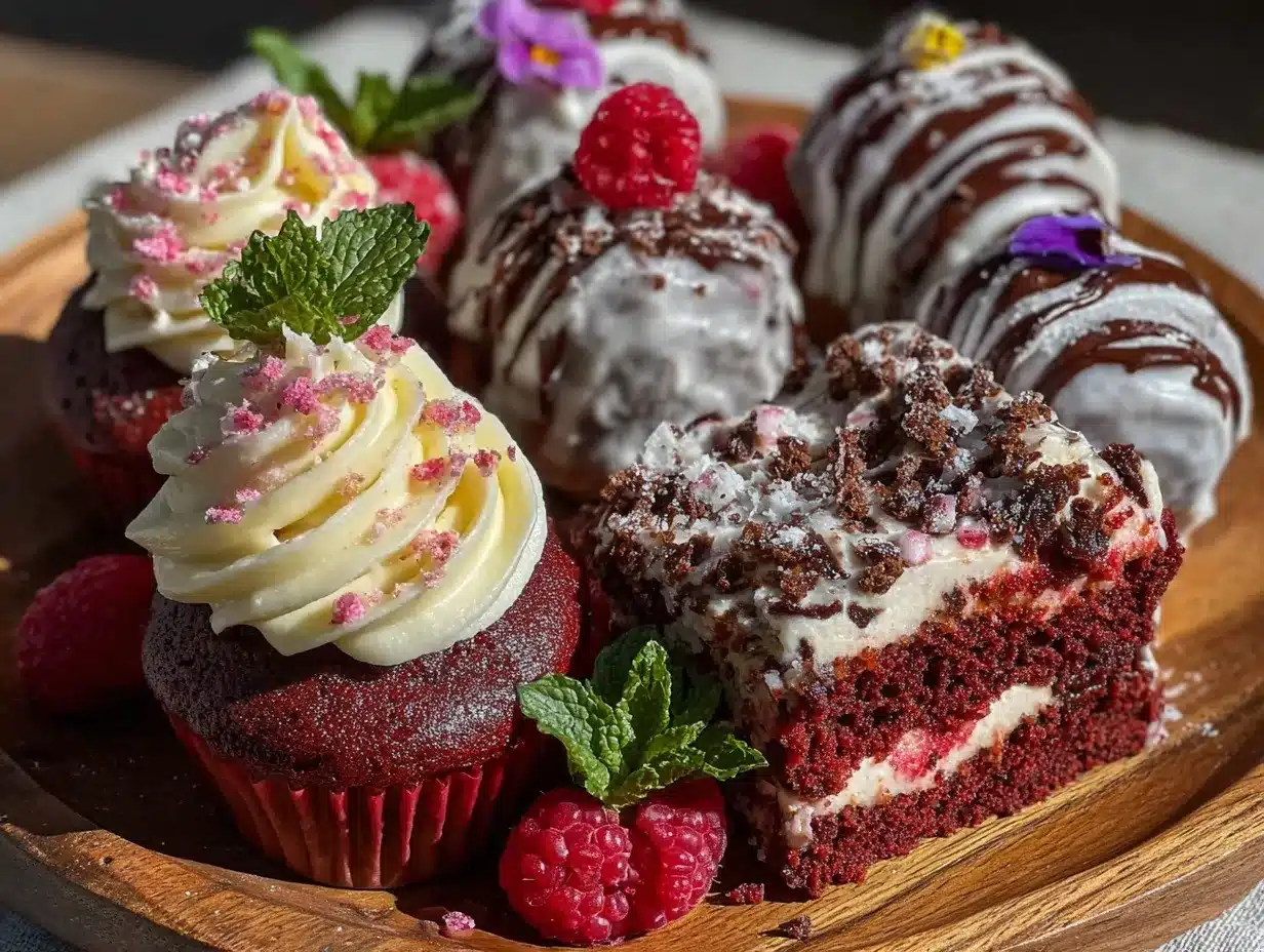 galentines red velvet dessert board preparation steps