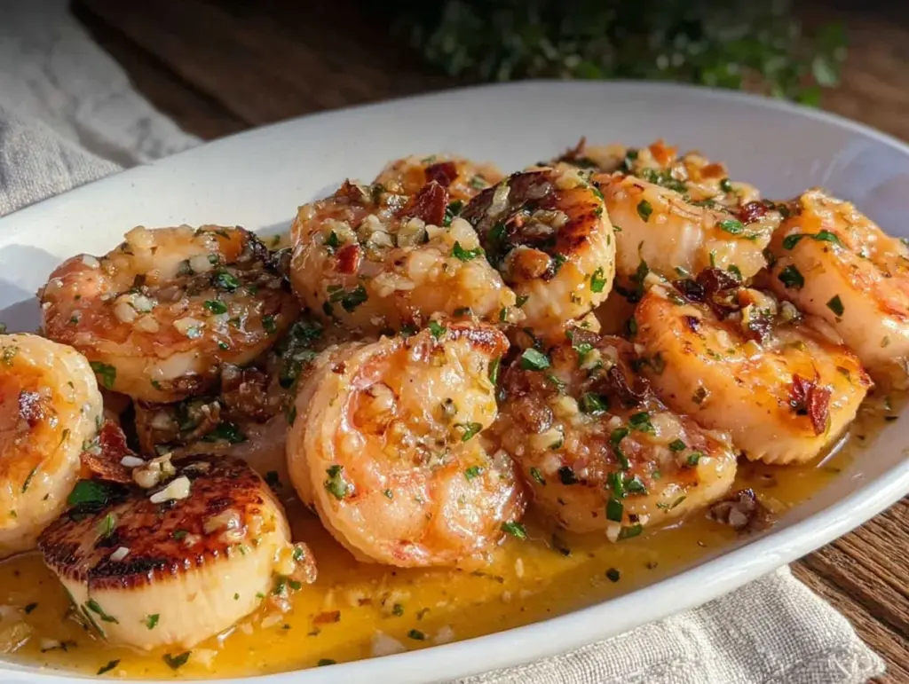 garlic butter shrimp and scallops - featured image