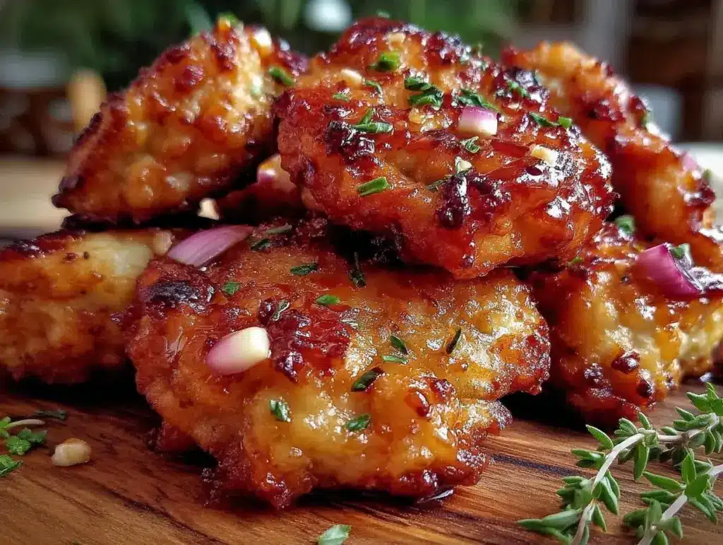healthy air fryer honey garlic chicken bites - featured image