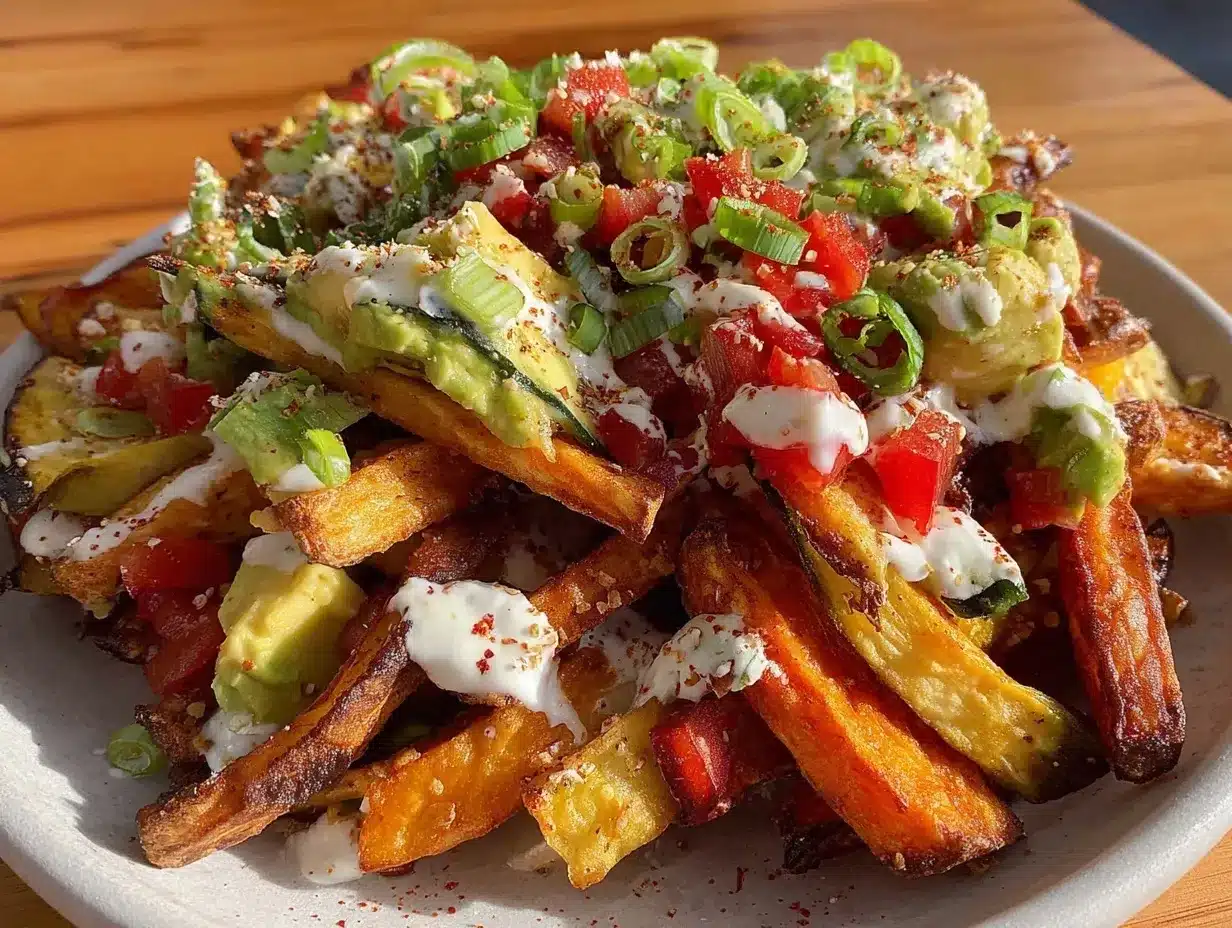 healthy air fryer loaded veggie fries preparation steps