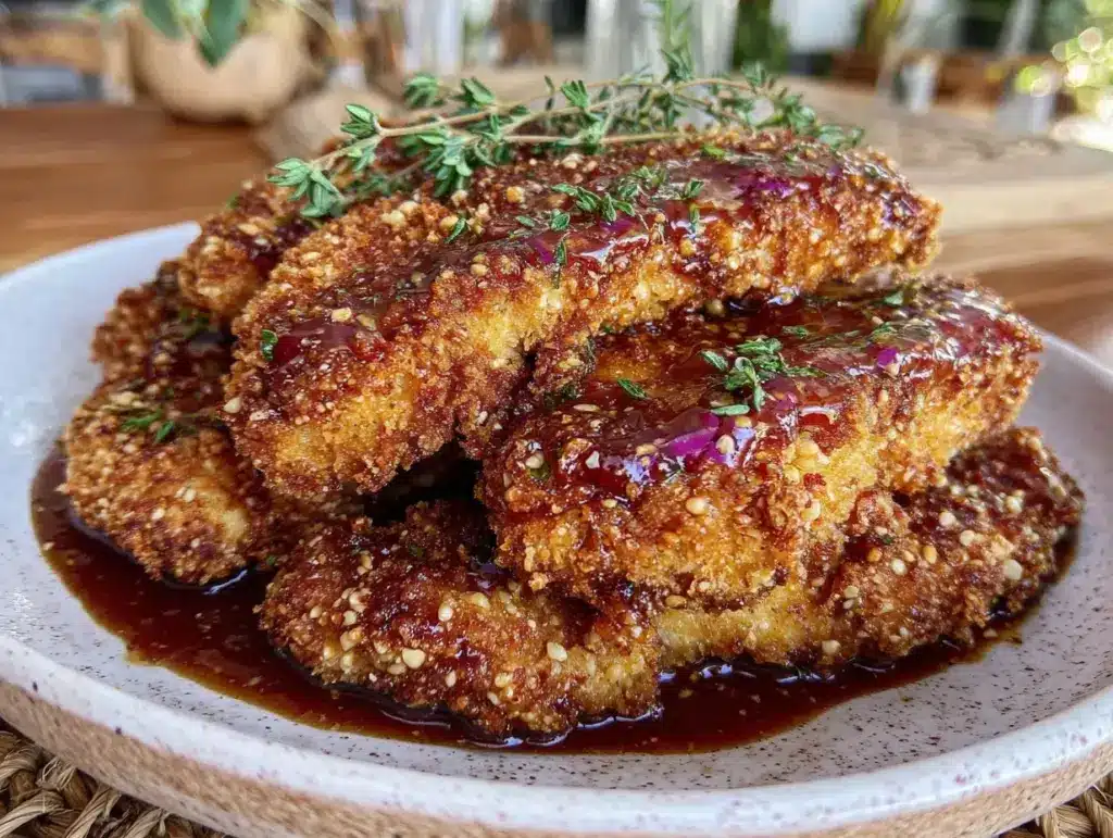 healthy baked honey mustard chicken strips - featured image