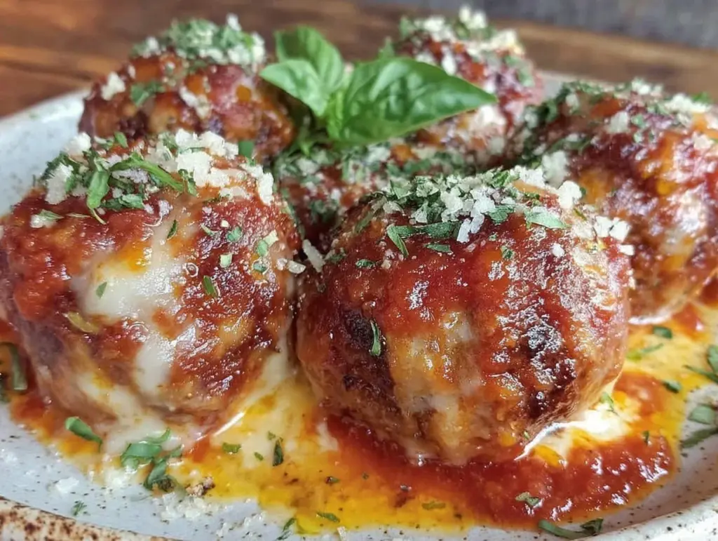 healthy chicken parmesan meatballs - featured image
