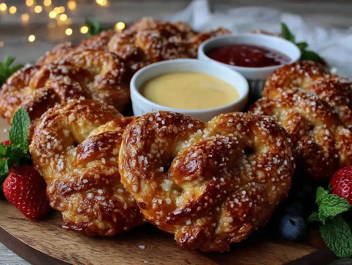 heart-shaped soft pretzel board preparation steps