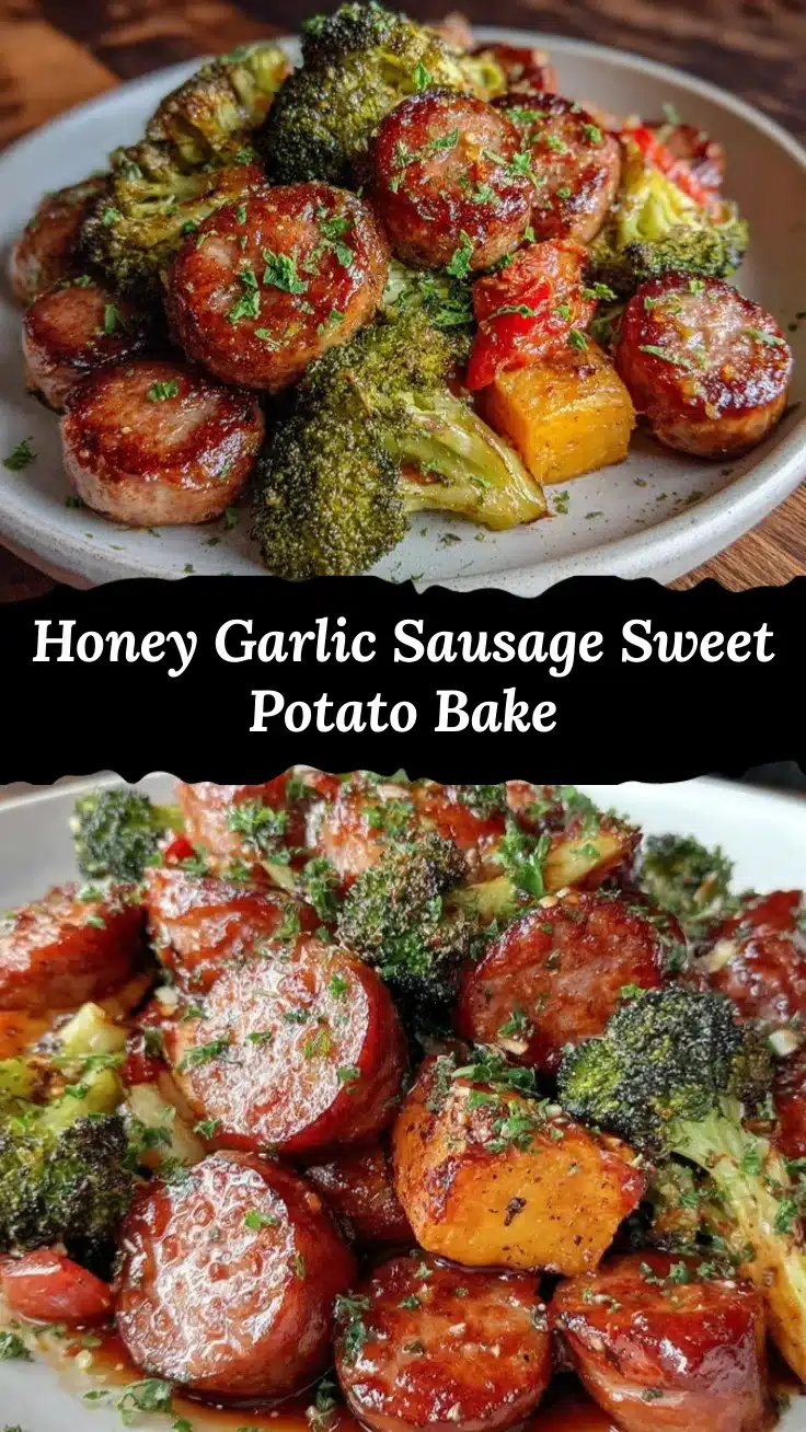 honey garlic sheet pan sausage and sweet potatoes recipe
