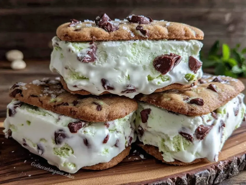 mint chocolate chip ice cream sandwiches - featured image