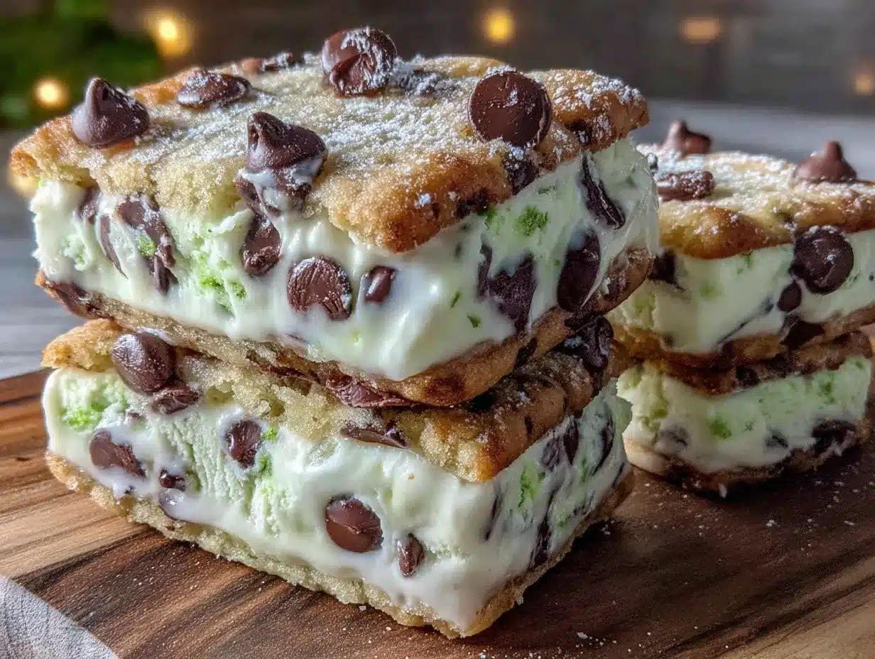 mint chocolate chip ice cream sandwiches preparation steps