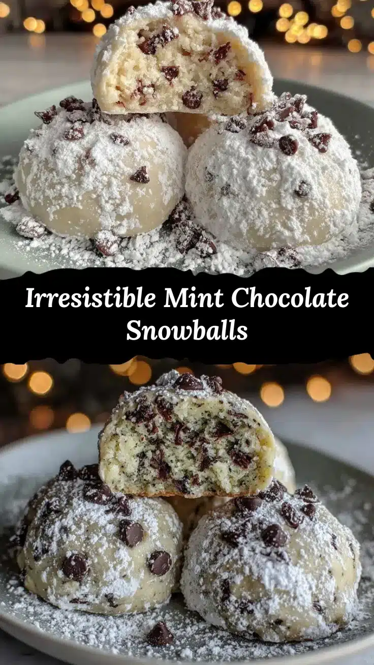 mint chocolate chip snowball cookies recipe
