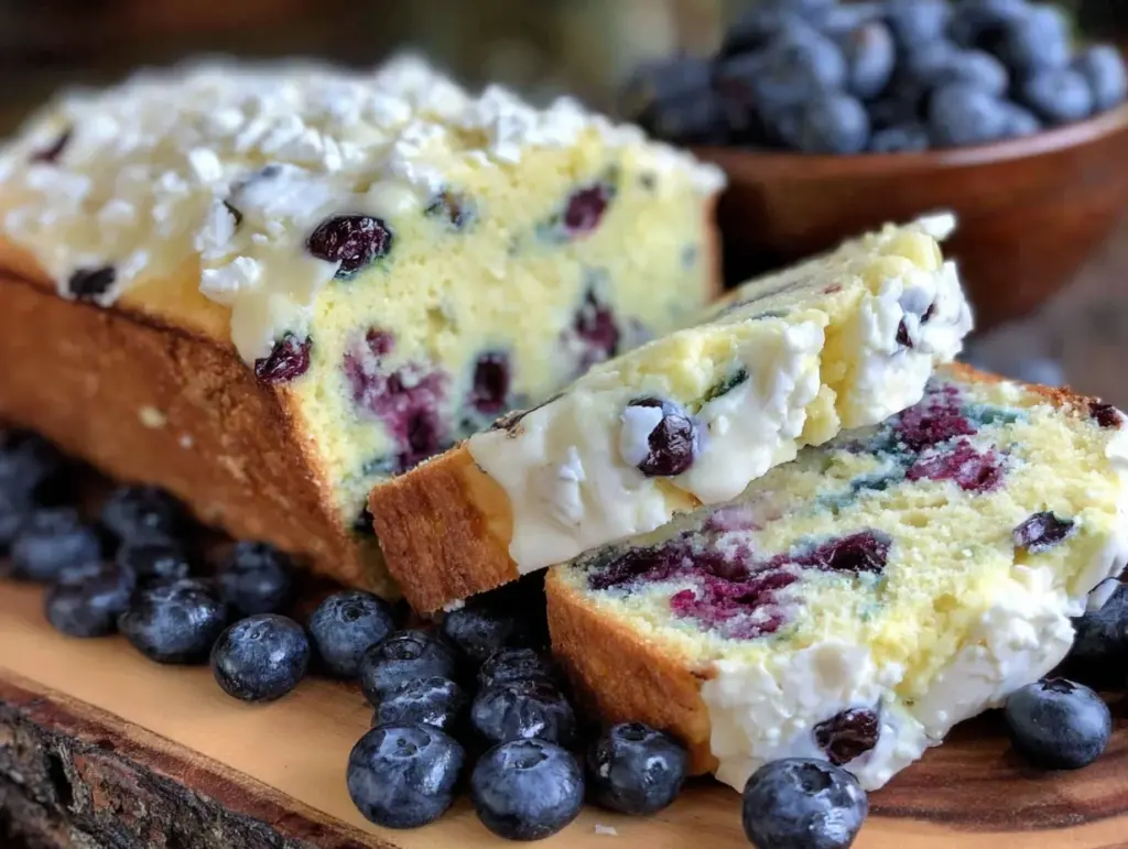 moist blueberry cream cheese bread - featured image