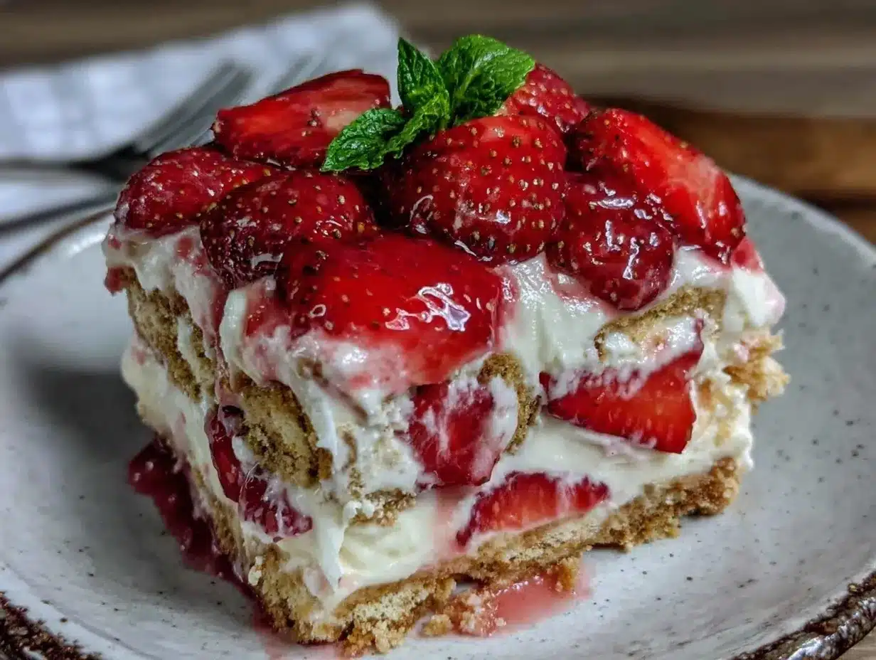 no-bake strawberry icebox cake preparation steps