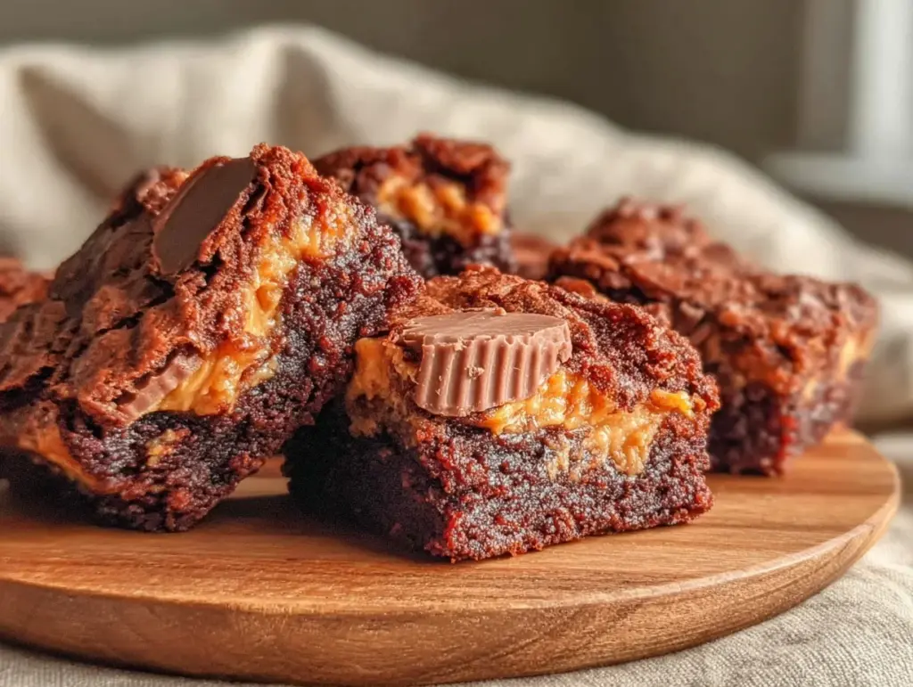 peanut butter cup brownies - featured image