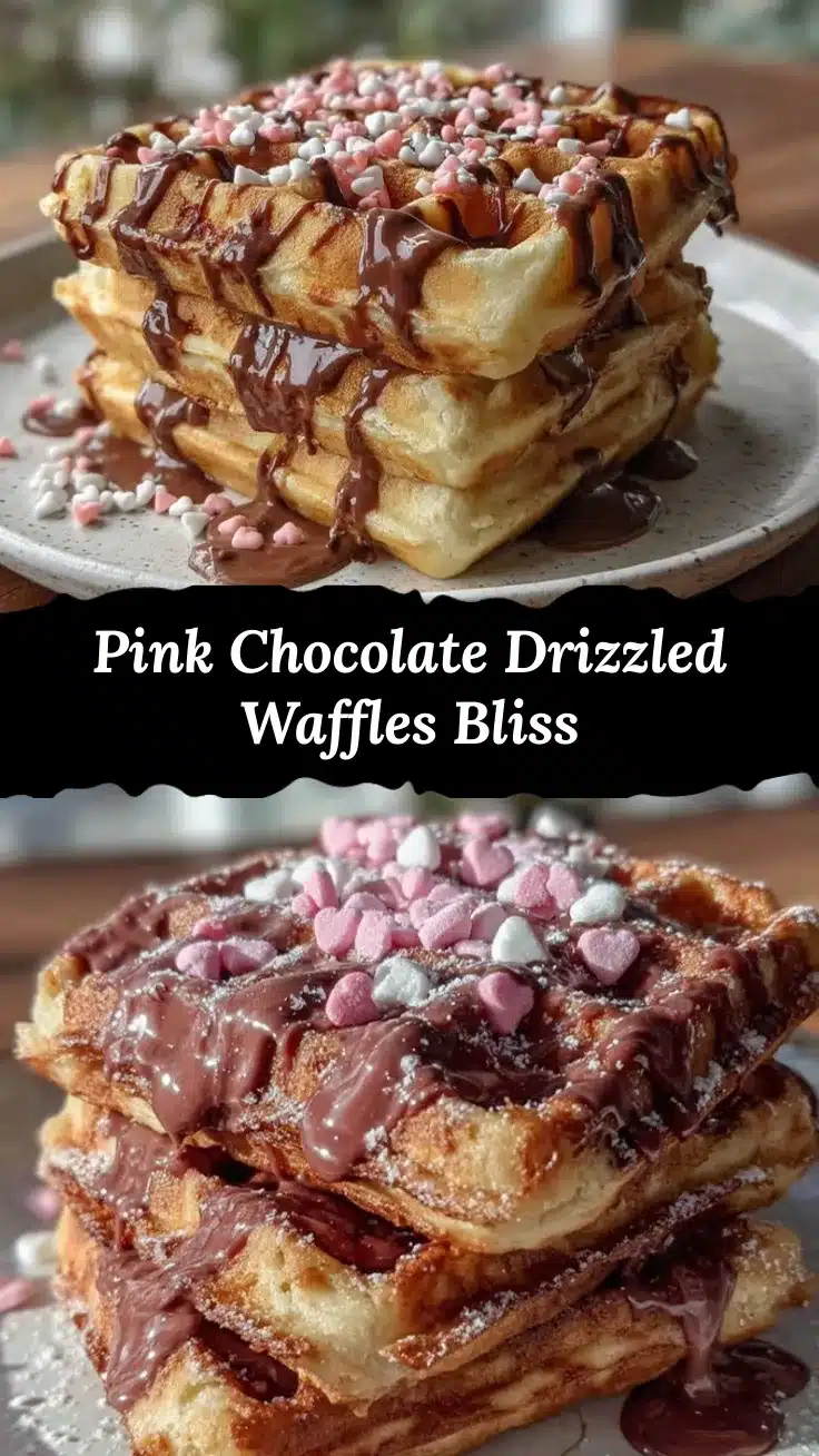 pink chocolate drizzled waffles recipe