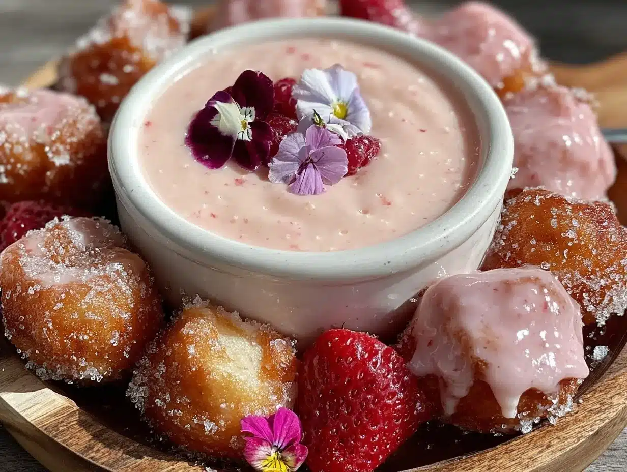 pink donut fondue preparation steps