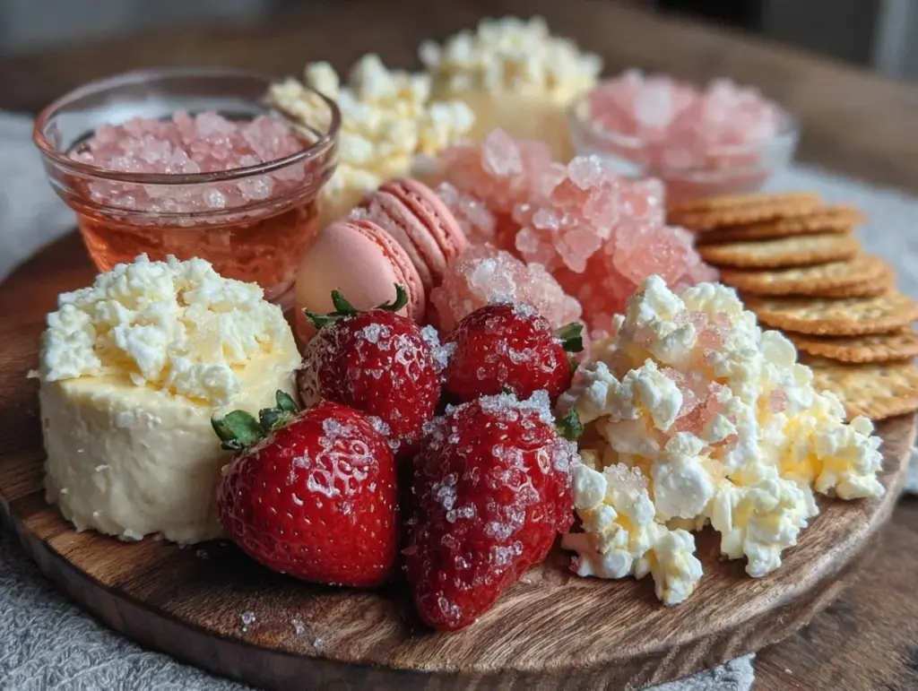 pink sparkle snack board - featured image