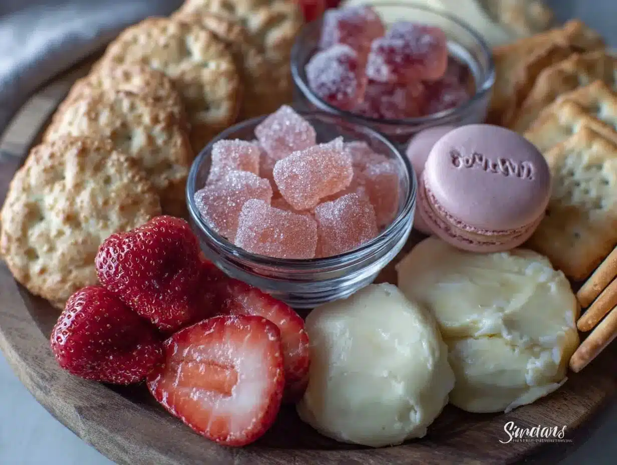 pink sparkle snack board preparation steps