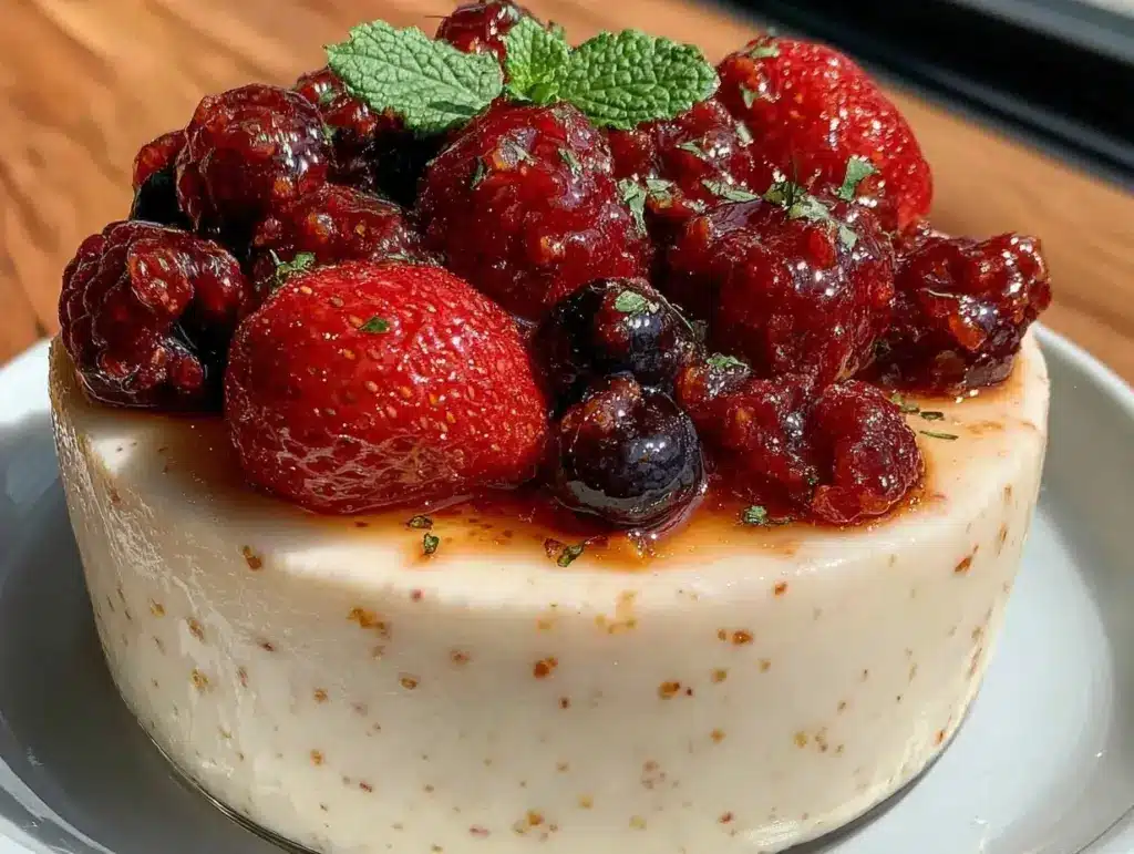 pink vanilla bean panna cotta - featured image