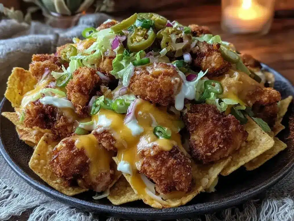 popcorn chicken nachos - featured image