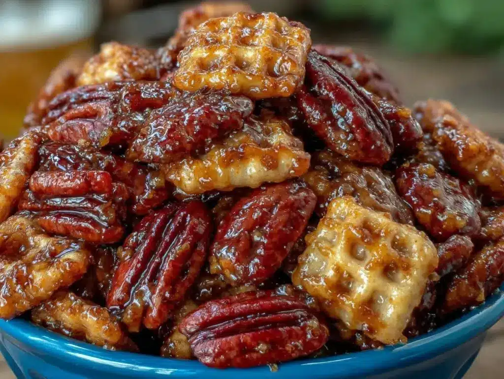 praline crunch crispix pecan snack mix - featured image