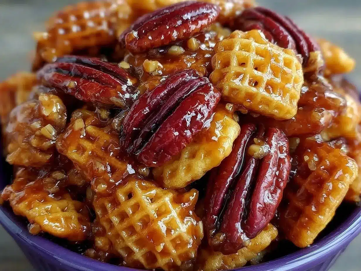 praline crunch crispix pecan snack mix preparation steps