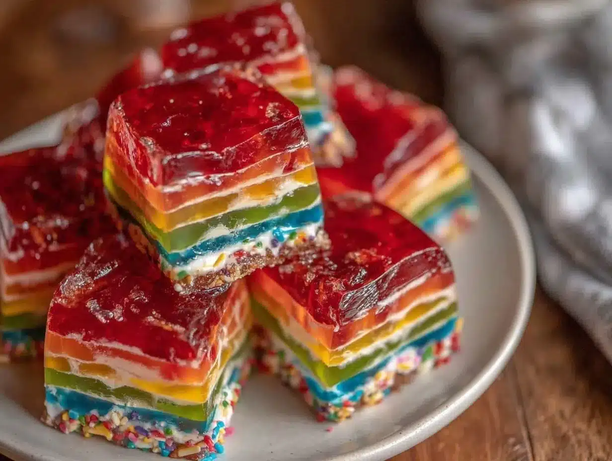 rainbow jello stacks recipe preparation steps