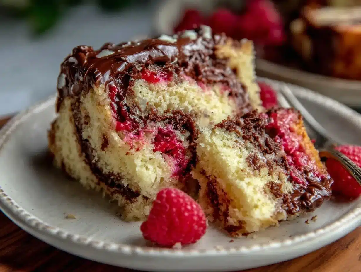 raspberry chocolate swirl cake preparation steps