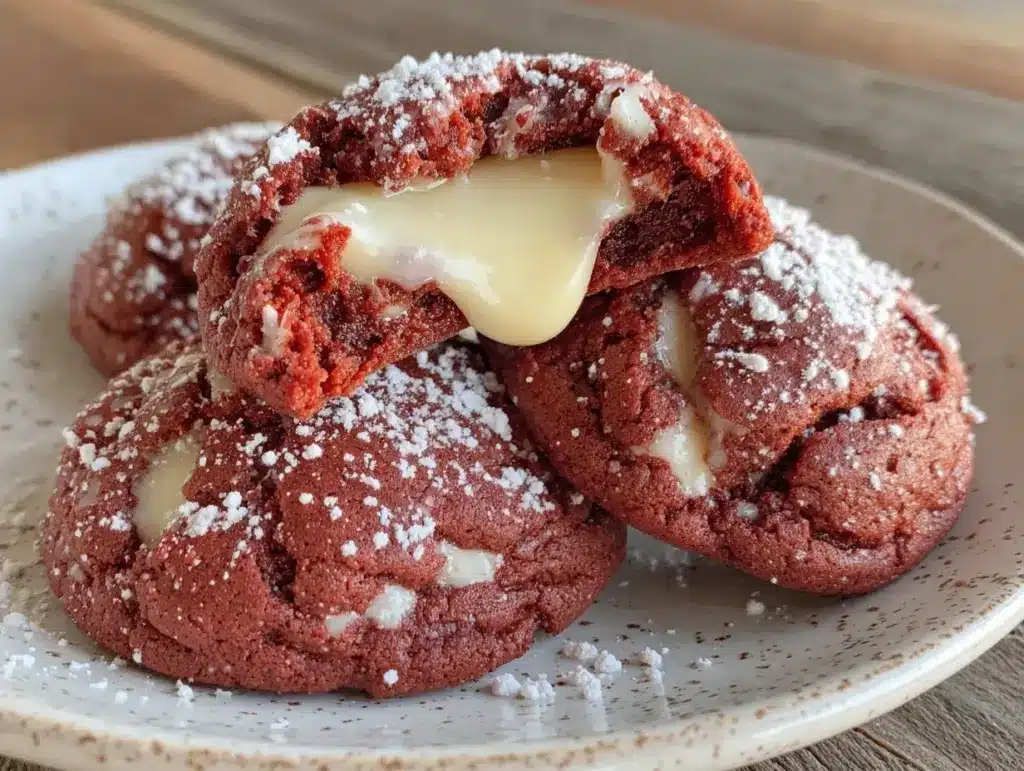 red velvet lava cookies - featured image