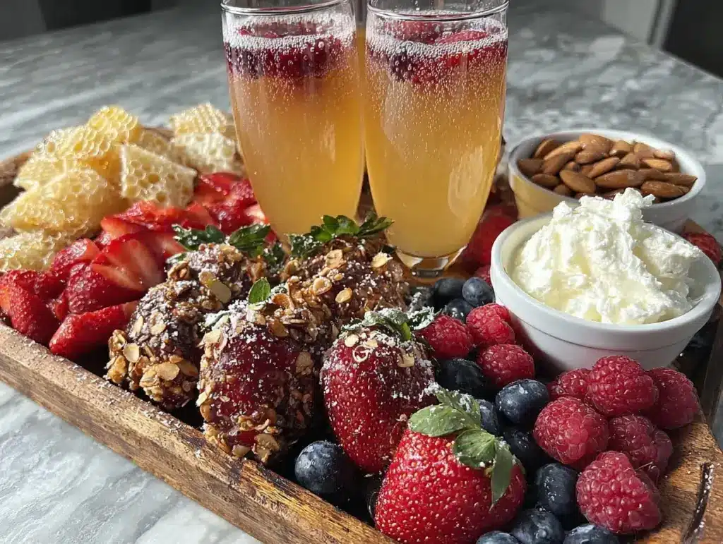sparkling berry mimosa board - featured image