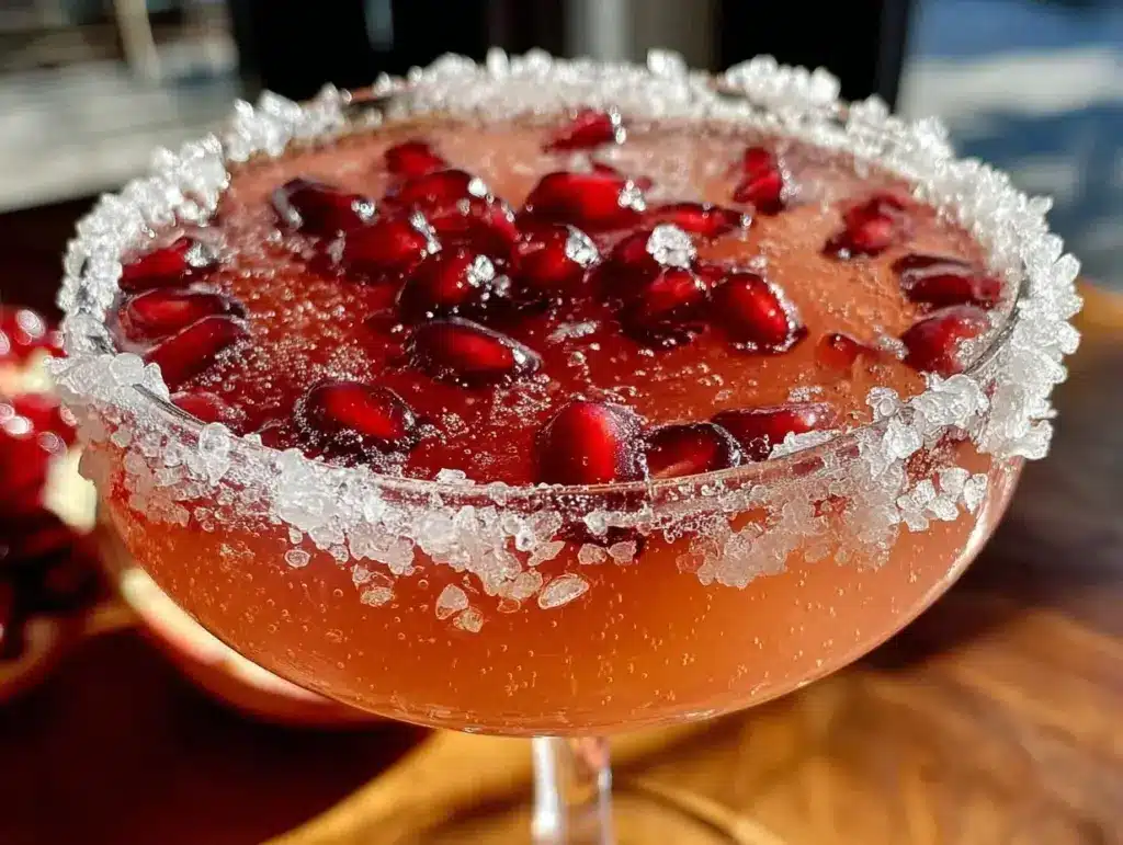 sparkling pomegranate champagne cocktail - featured image