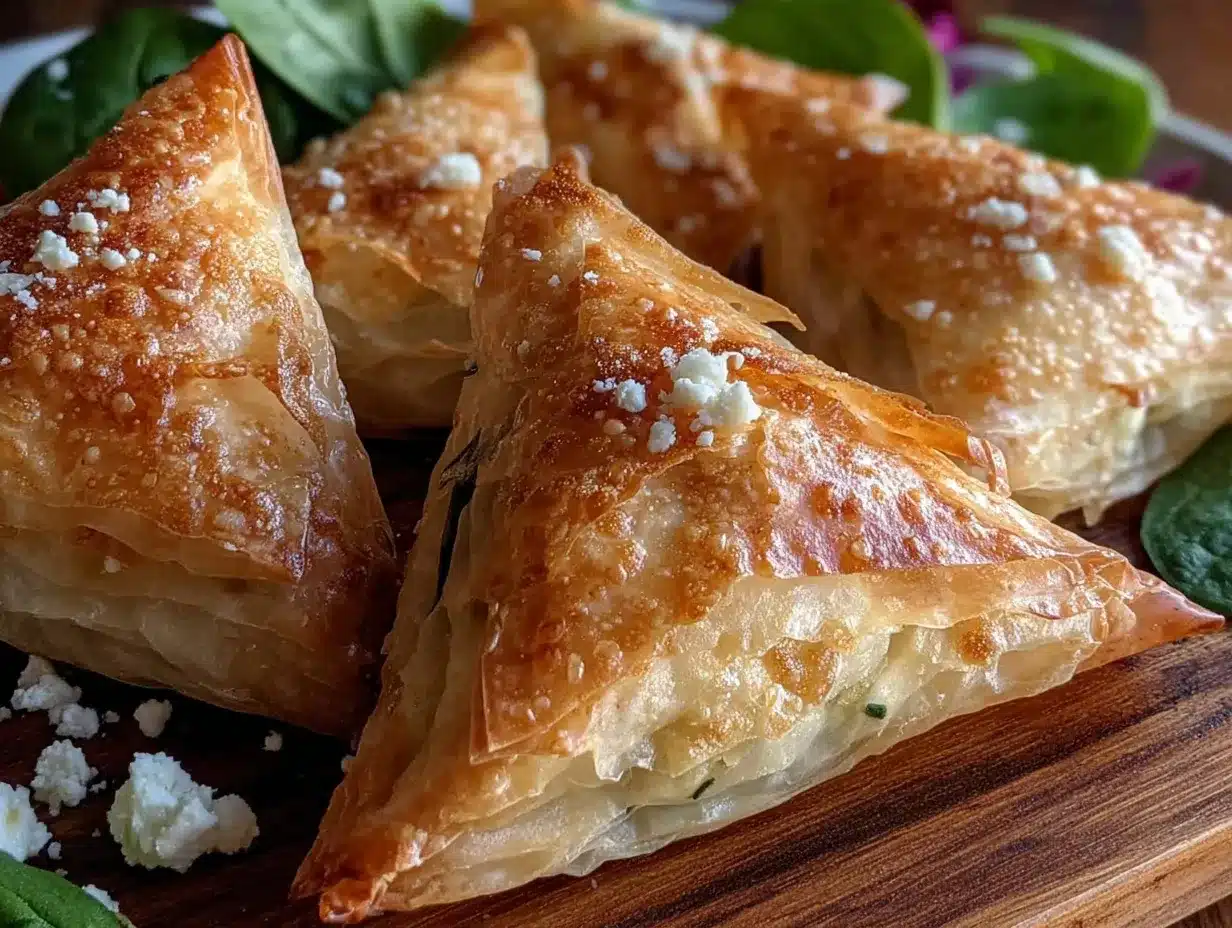 spinach and feta phyllo triangles preparation steps