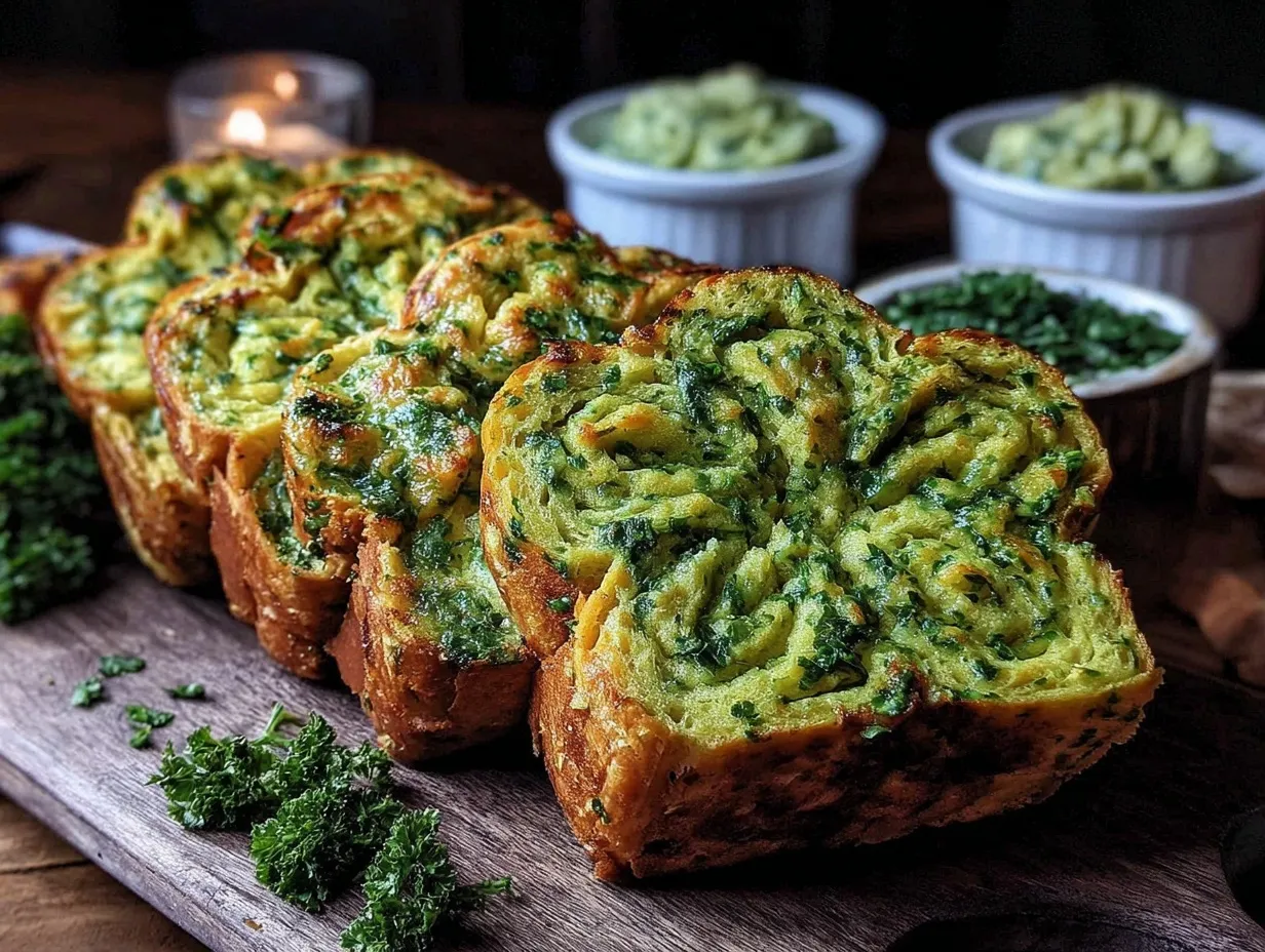 st patrick’s green shamrock garlic bread preparation steps