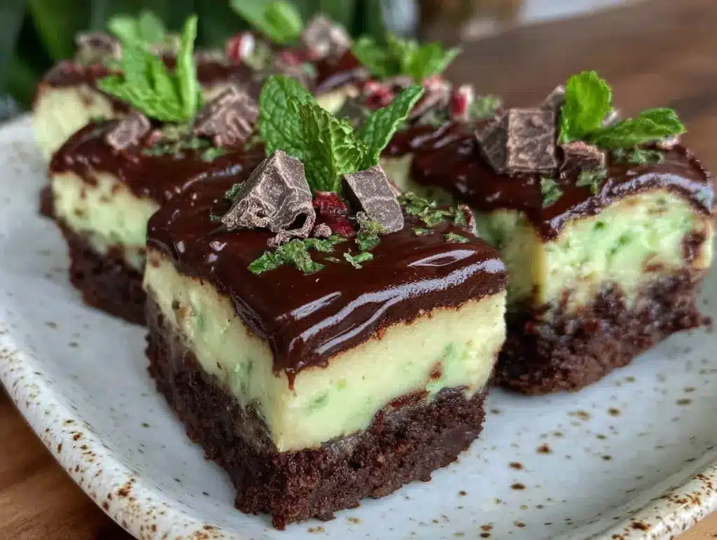 st patricks grasshopper cheesecake squares - featured image