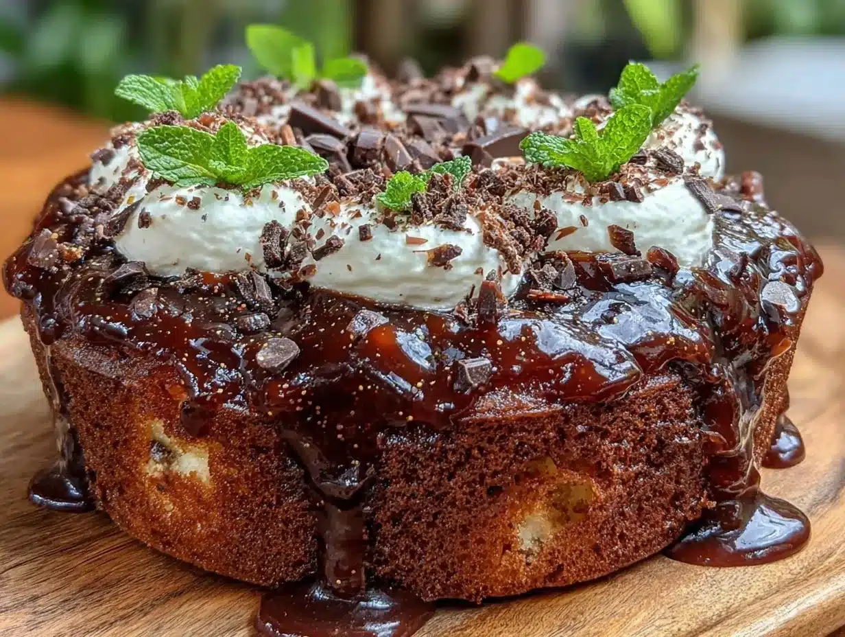 st patricks mint chocolate poke cake preparation steps