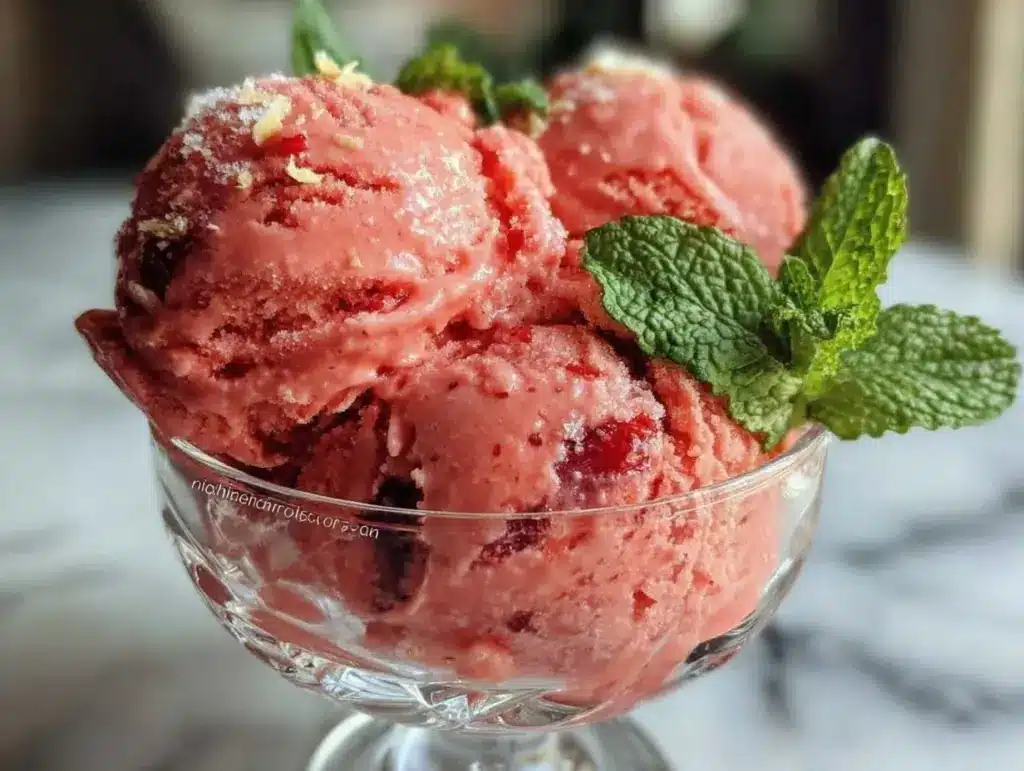 strawberry prosecco sorbet - featured image