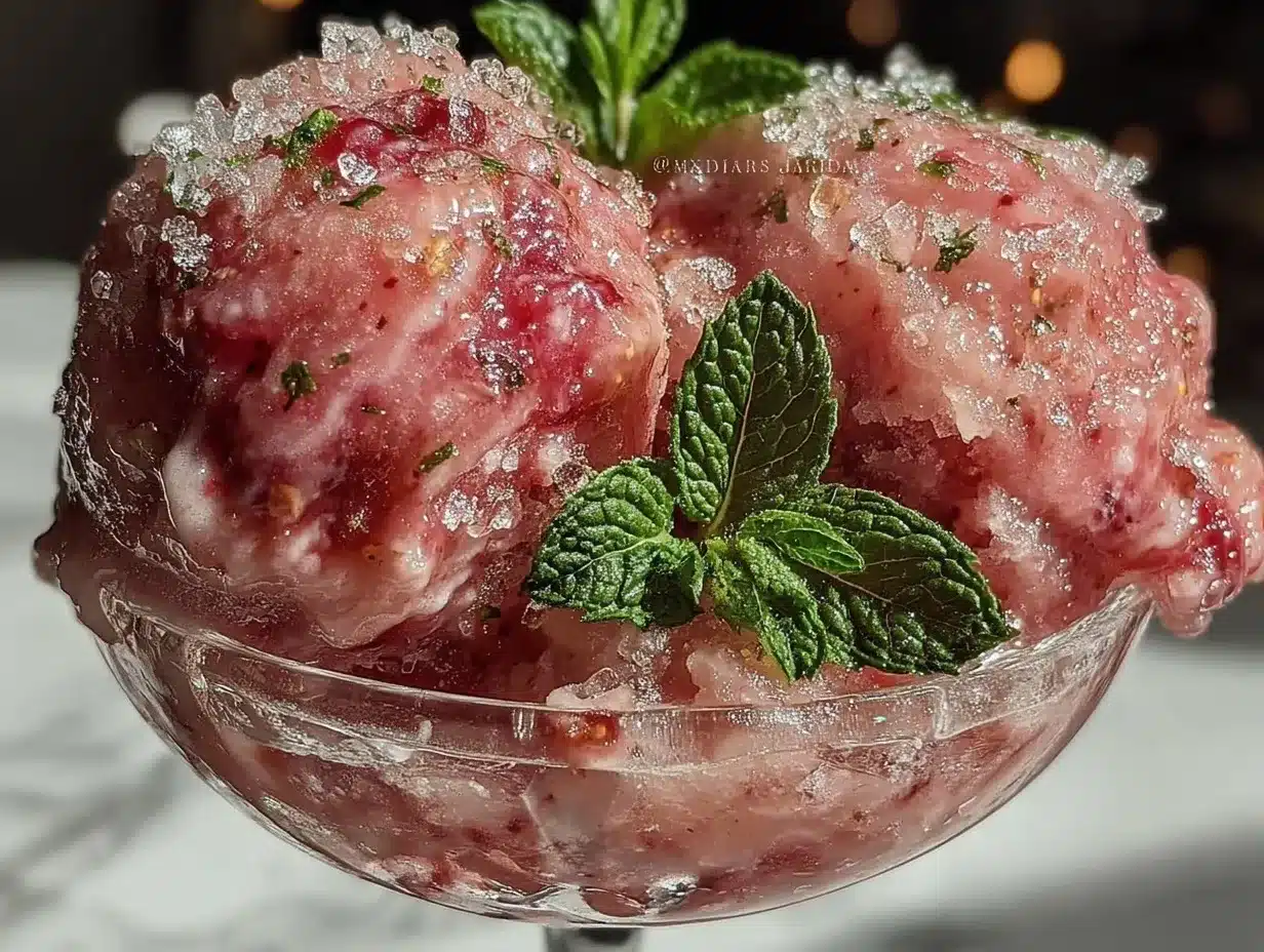 strawberry prosecco sorbet preparation steps