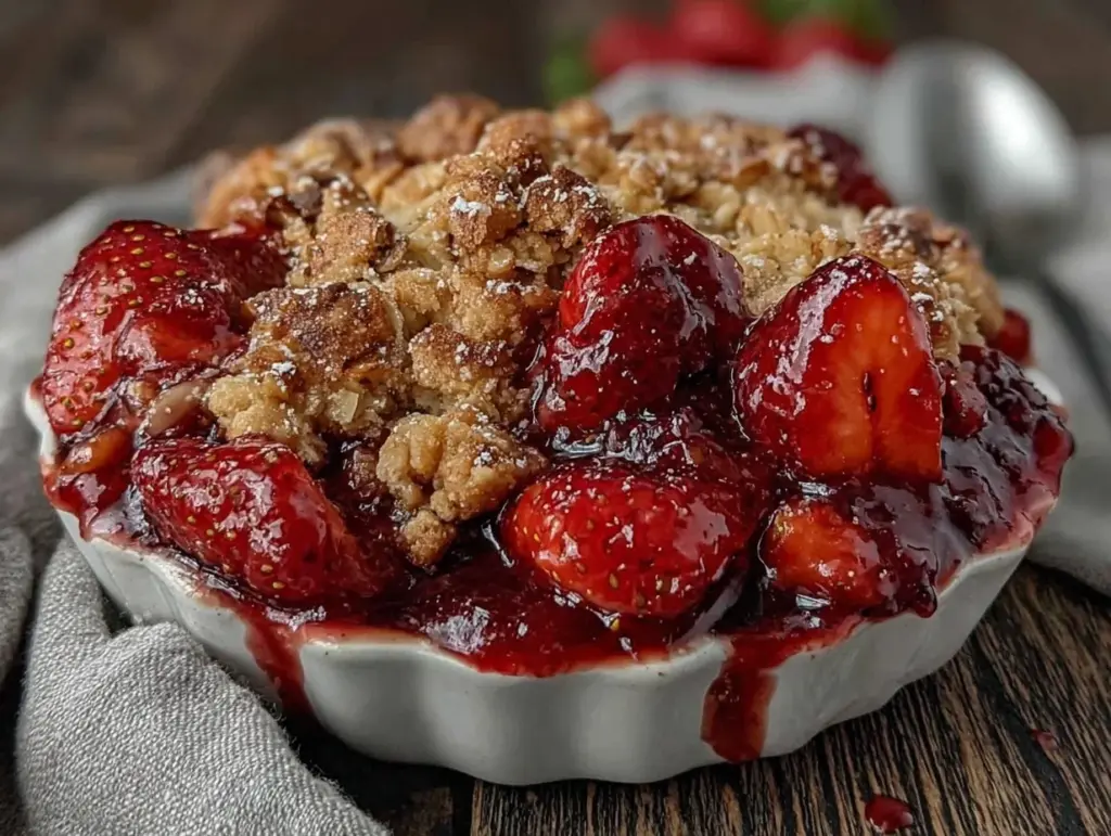strawberry rhubarb crisp recipe - featured image